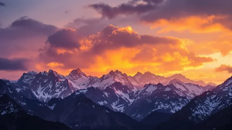 霞映群山:暮色中的层峦 - 555影视 霞映群山:暮色中的层峦